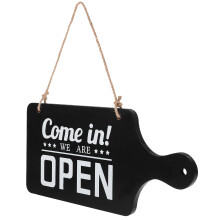 4Pcs Double-Sided Black Wood Open Closed Sign for Store Door Hanging