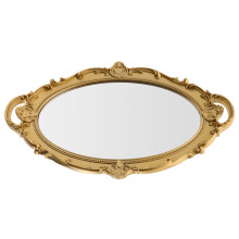 2Pcs Light Brown Resin Wall Mirror Vintage Makeup Mirror for Home