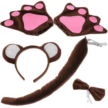 2Sets Costume Set Soft PP Cotton Ears Tail Bowtie Gloves