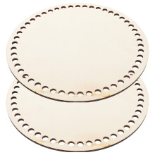 10Pcs Beige Crochet Basket Bottoms Wood Base for Knitting Bags