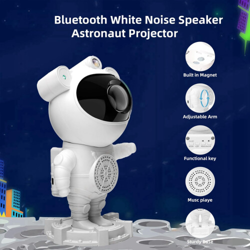 Night Light Star Astronaut -Projektor med -Högtalare, Timer, Fjärrkontroll - Perfekt för Sovrum och Presenter 1