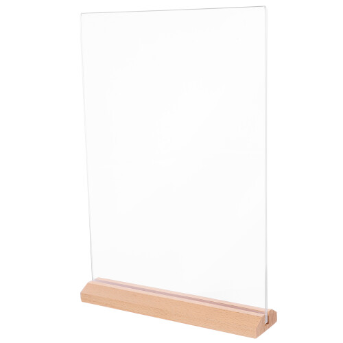 3Pcs Multi-Function Clear Acrylic Sign Stand with Stable Wood Base