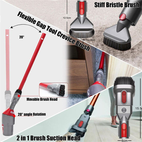 Accessory Kit Compatible Compatible with  V7 V8 V10 V11 V15 - Extendable Flexible Hose & Multi-Purpose Nozzle Brushes 2