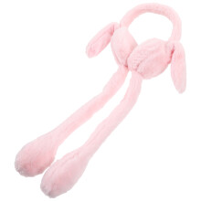 2Pcs Pink Plush Earmuffs Rabbit Ear Movable Winter Warmers for Women