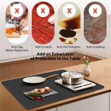 Silicone Stove Top Protector Mat 27.8x19.9 Inches Kitchen Silicone Glass Top Stove Cover Protectore Drying Mats Gray