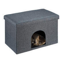 Piel de gato con cojín de asiento en color gris