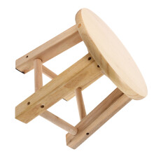 2Pcs Beige Small Wooden Stool Stable Home Footstool for Changing Shoes