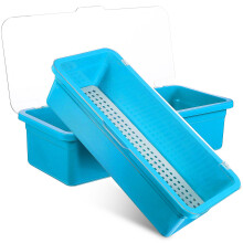 6Pcs Small Cutlery Tray with Lid Plastic Utensil Organizer Sky-Blue
