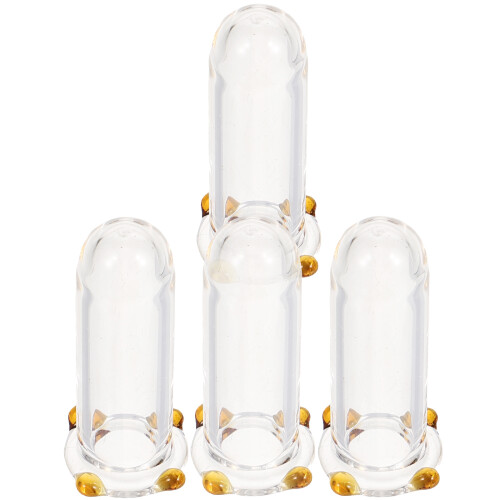 20Pcs Solid Glass Straw Caps Transparent Dirtproof Straw Covers Golden