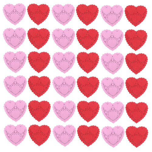 Assorted Color Heart Shaped Paper Doilies Decorative Cake Pads