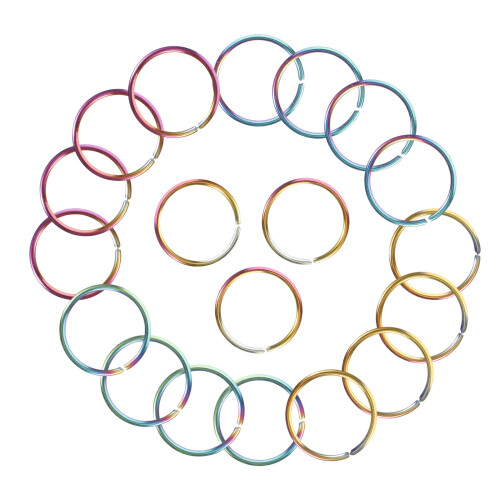 20Pièces Anneaux Porte-Clés Ronds Acier Durable Multi Couleurs