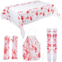 3Sets Fabric Bloody Apron Gloves Socks Halloween Party Cosplay Kit