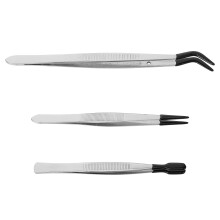 6Pcs Stainless Steel Tweezers Kit Silver for Crafting Hobby Jewels DIY