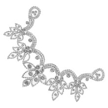 2Pcs Silver Rhinestone Iron on Patches DIY Decorative Clothes Hat Bags