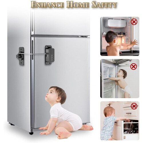 Fridge Lock, Refrigerator Lock, Keyless One-Click Access, Customizable Password, Child Safety Combination Lock Black 2