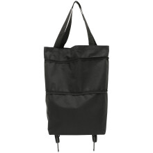 2Pcs Large Capacity Trolley Laundry Bag with Foldable Wheels Black Bag