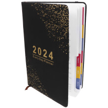 2Pcs Classic Black Portable Planner 2024 Academic Note Book for Office