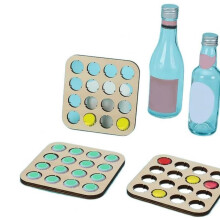 4 PCS Wooden Beer Bottle Cap Display Stands,16-Slot Navajo Collection Coasters,4.33x4.33 Square Organizer for Collector