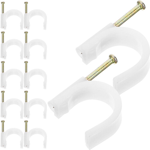 100Pièces Clips Câble Blancs En Pe Agrafes Avec Fixation À Clou