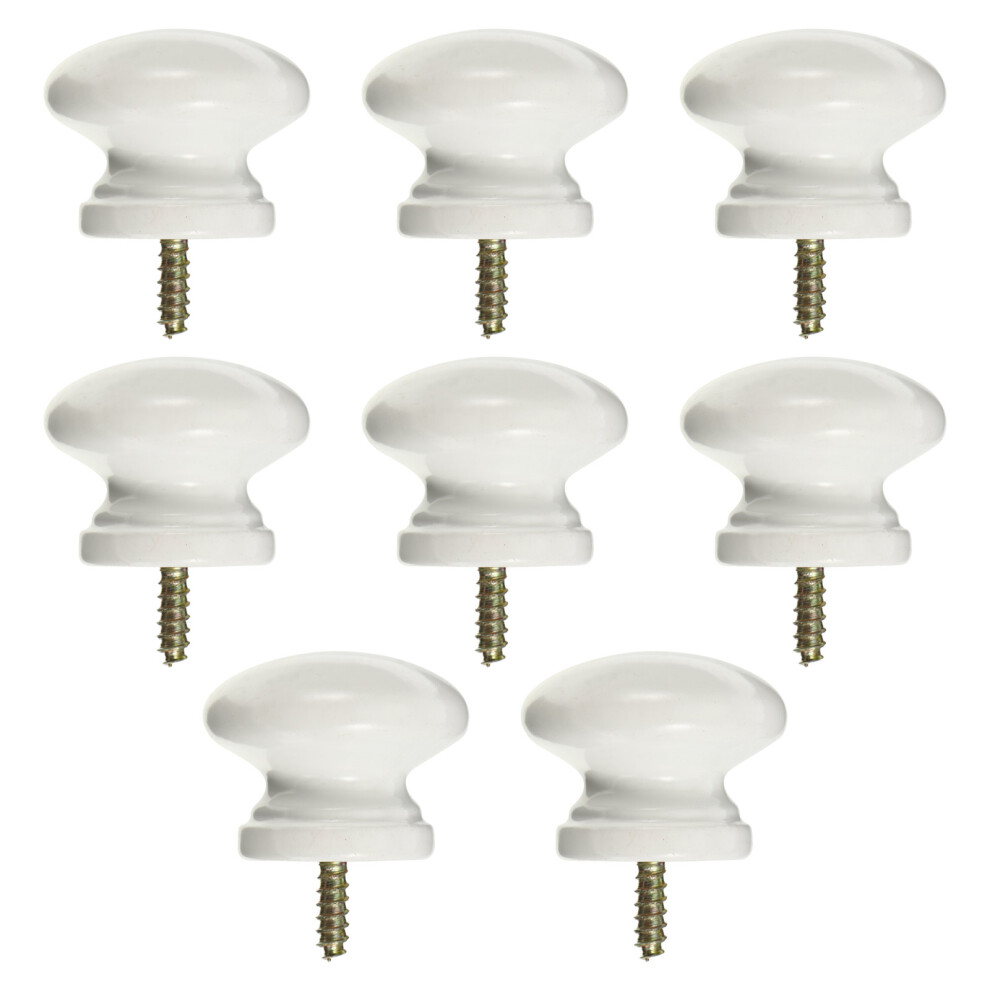 16Pcs Durable White Wood Round Handles Cabinet Knobs For Door Pull 3642825081368