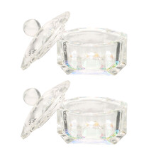 10Pcs Practical Glass Nail Dish Cups with Lid for Acrylic Nail Tools
