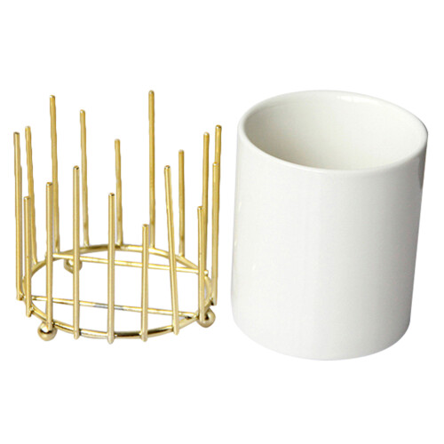 4Pcs Practical Ceramic Spoon and Chopstick Holder Golden Kitchen Rack