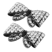 4Paren Paar Zwarte Strik Schoenclips Pumps