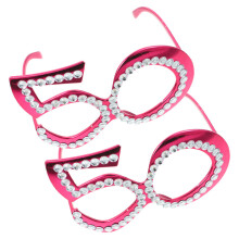 8Pairs 50Th Birthday Party Glasses Red Glitter Plastic Photo Props