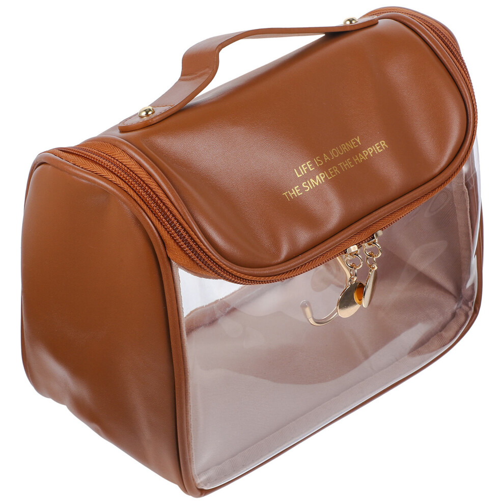 Villcase Brown 5Pcs Large Capacity Makeup Organizer Bag Travel Toiletry Storage