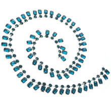 3Pcs Blue Bridal Charm Alloy Wedding Sash Belt Decorative Chain