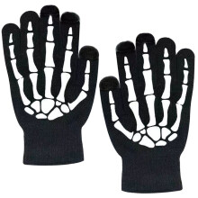 5Pairs Black Skull Gloves Full Finger Halloween Luminous Party Gloves