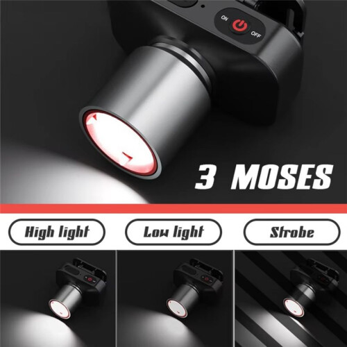 Strong Light Led Headlight Super Bright Zoom Flashlight USB Rechargeable for Fishing Light Plastic 2
