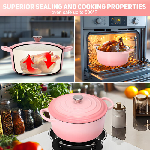 Enameled Cast Iron Dutch Oven with Proofing Basket NonStick Ovenproof 1
