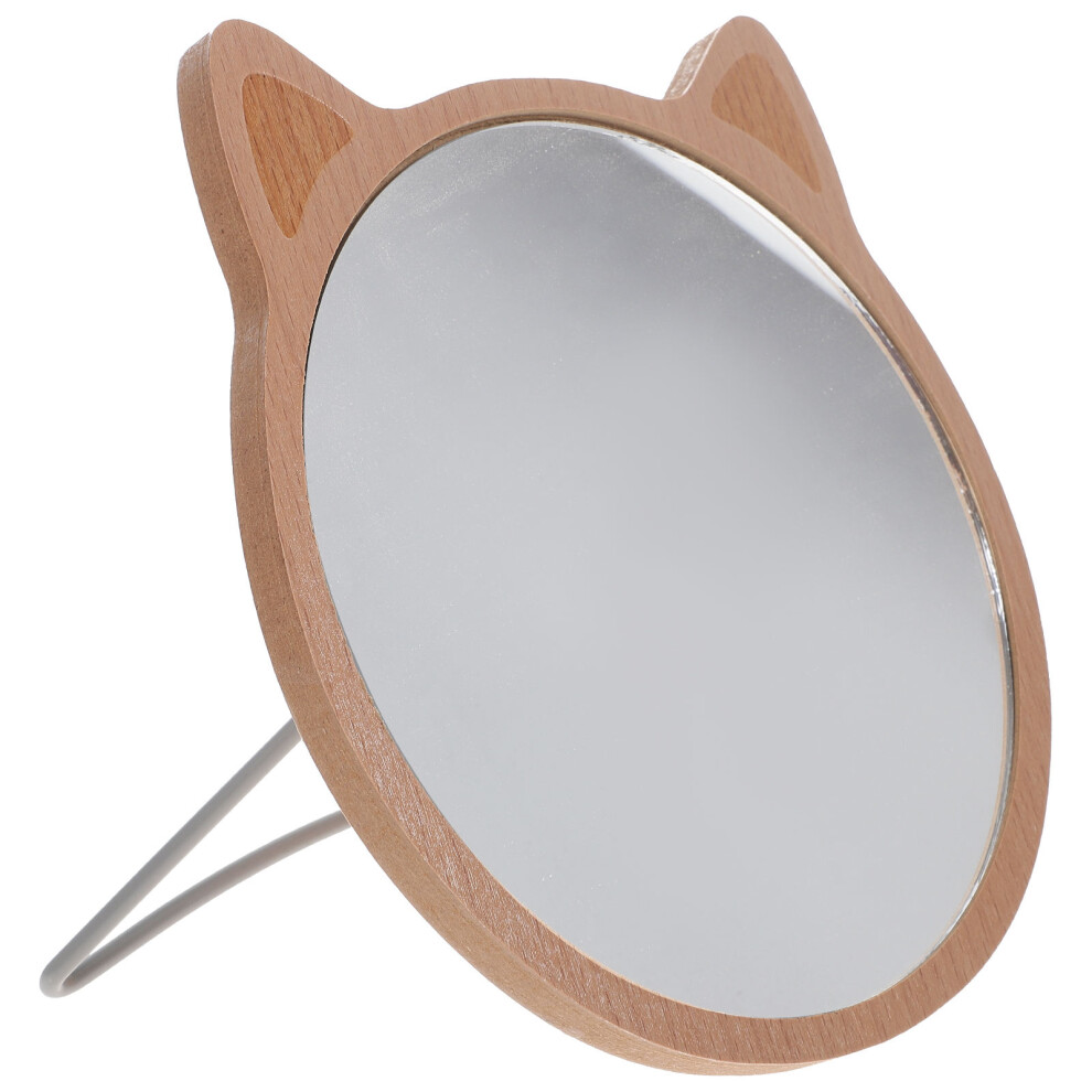 Iplusmile 3Pcs Wooden Travel Makeup Mirrors Khaki Small Vanity Desk Mirrors