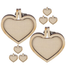 16Stk Dekorative Mini Stickrahmen Khaki Holz Für DIY
