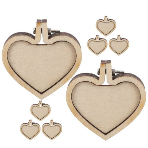 16Stk Dekorative Mini Stickrahmen Khaki Holz Für DIY