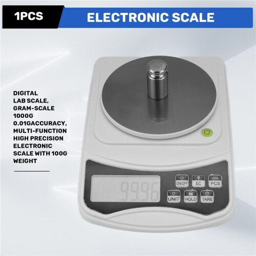 Digital Lab Scale, Gram-Scale 1000G 0.01GAccuracy, Multi-Function High Precision Electronic Scale with 100G Weight 1