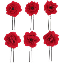 12Pcs Red Decorative Hairpin Women Bridal Hair Chopsticks for Wedding