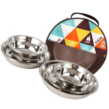 2Sets Outdoor Stainless Steel Tableware Set with Mesh Carry Bag