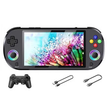 Console de Jeu Rétro M22 Pro 128 Go Écran IPS 5,0 Pouces Joystick LED RVB Prise en Charge LINUX/Emelec 4.3 pour Lecteur Vidéo PS1 A