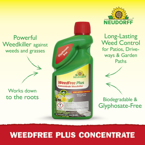 Neudorff WeedFree Plus Concentrate - Effective Weedkiller for fast, long-lasting weed control. Affects root system. Glyphosate Free, 510 ml 1