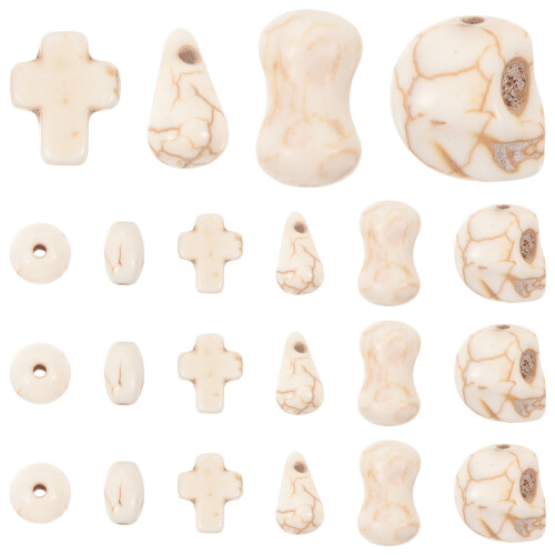 5Ensembles Perles DIY Beige Résistantes Crâne Croix Pour