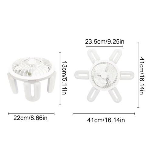 Socket Fan Light Small Ceiling Fans Adjustable Speeds Folding Leaf Lamp with Remote 3 Colors Dimmable LED Bulb 2