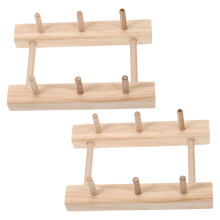 2Pièces Support De Fils En Bois Kaki Pour Broderie Tricot