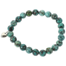 2Pcs Portable Green Stone Beaded Bracelets Unisex Wristwear