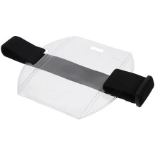 4Pcs Elastic Armband Badge Holders Black PVC Protective Id Card Covers