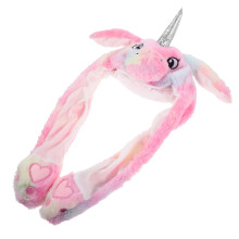 4Pièces Chapeaux Licorne Peluche Rose Oreilles Mobiles Pour Photo