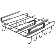 2Pcs Black Metal Mug Holder Rack Under Cabinet Cutting Board Organizer
