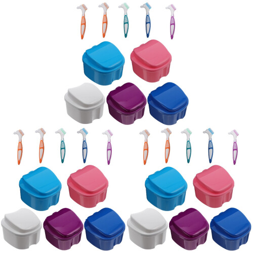 30Pcs Assorted Color Travel Denture Storage Boxes Durable Containers 1