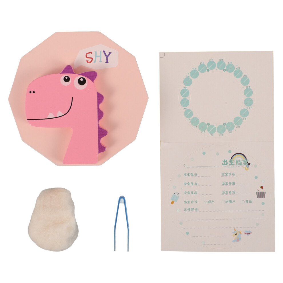 3Pcs Wooden Baby Tooth Boxes Cute Cartoon Keepsake Cases For Kids Pink Vaguelly